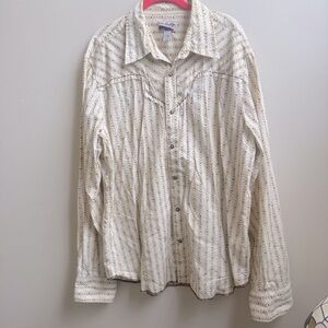 Rare Vintage western pearl snap button down shirt cotton cowboy men’s Size XL